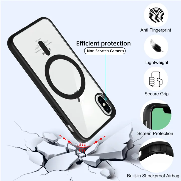 For%20Apple%20iPhone%20X%20/%20Apple%20iPhone%20XS%20MagSafe%20Shockproof%20Compatible%20Transparent%20Slim%20Fit%20Wireless%20Charging%20supported%20Frosted%20Border%20Phone%20Back%20Case%20Mobile%20Cover%20-%20Image%209