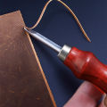 Beech Wood Edge Trimmer Leather Carving Leather Trimming Tool Cowhide Leather Hand Suture DIY Wooden Handle Trimmer 1Pcs. 