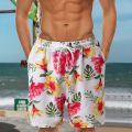 2022 New Fashion Men Casual Short Pant Wide Printed Beach Casual Men Short Trouser Shorts Pants Loose Tether Pocket Board Shorts. 