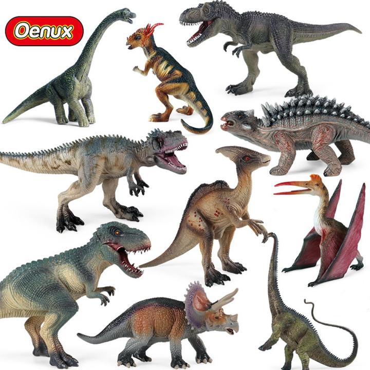 Oenux New Jurassic Dinosaur Brinquedo T-Rex Pteranodon Saichania Pachycephalosaurus Model Action Figures Collection Kid Toy Gift