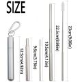 Long Stainless Steel Reusable Collapsible Straw Foldable Portable Metal Straw with Cleaning Brush Retractable Telescopic Straw Outdoor.