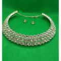 Zircon Style Golden 2 Layer Necklace Set with Studs. 