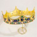 Gold King Crowns for Men Baroque Crystal Crown,for Theater Prom Party.