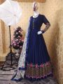 Semi-stitched Georgette Embroidered Party Dress-39. 
