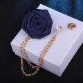 Wedding Brooches Cloth Rose Flower Brooch Lapel Pin Badge Tassel Chain Men's Suit Accessories for Bridegroom.