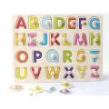 Kid Early Educational Toys Baby Hand Grasp Wooden Puzzle Toy Alphabet Digit Learning Education Wood Jigsaw Baby Gift 31cm. 