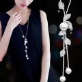 Fashion Elegant Simulated Pearl Choker Necklaces For Women Silver Color Chain Long Necklace Pendant Jewelry Accessories Trendy. 