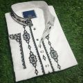 Menext Men's white premium color Panjabi For Men (Snap Button/ টিপ বুতাম ).