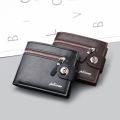 Men's Wallet Retro Woven Pattern PU Leather Men's Short Wallet Multi-Card Wallet Luxury Wallet Zipper Fashion Purse for Men.