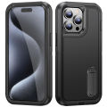 3 In 1 Full Cover Shockproof Phone Case With Stand For iPhone 15 Pro Thick Hard Phone Casing Contrasting Colors Fashion Phone Cover Shell.