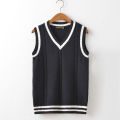 Sweater Vest Men Autumn Winter Velvet V-neck Striped Big Size 5XL Oversize Mens Couples Preppy Style Students Vests. 