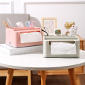 1 PCS Tissue Storage Box, Study Table Organizer with Draw, Remote Holder Tissue Case, Plastic Tissue Case with Stationary Organizer Tray B. 