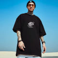 100%Cotton European and American Fashion Overweight Men's Clothing Large Size National Fashion Hop Loose Oil Painting Short SleeveTT-shirt Trendy. 