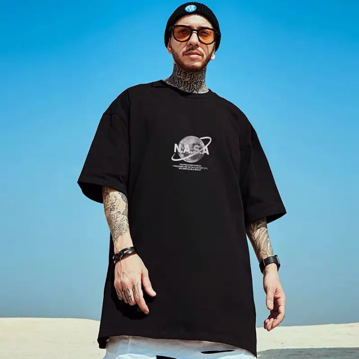 100%25Cotton%20European%20and%20American%20Fashion%20Overweight%20Men's%20Clothing%20Large%20Size%20National%20Fashion%20Hop%20Loose%20Oil%20Painting%20Short%20SleeveTT-shirt%20Trendy%20-%20Image%202