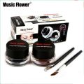 Music Flower 4In1 2-color Black + Brown Gel Eyeliner Makeup Waterproof Eye Liner Kit Eye Makeup Tool With Brush 24H Long Lasting Eyeliner Gel - Kajol. 