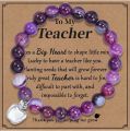 Apple Pendant Bracelet Teacher's Day Gift Bracelet Teacher Pink Zebra Amethyst Bracelet Teacher's Day Bracelet.