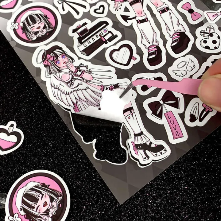 Zaomao%20Y2K%20Girls%20series%20stickers%20Korean%20domi%20dumb%20film%20gooka%20anime%20character%20hand%20account%20DIY%20decorative%20sticker%20-%20Image%204