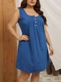 Ladies Sleeveless Button Front Dress for Women – Comfortable & Stylish. 