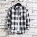 Ins Plaid Shirt Men's Outer Wear Trend All-match Long-sleeved Shirt. 