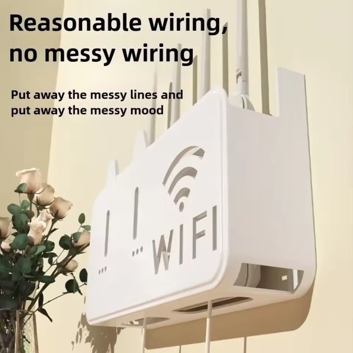 Modem Router Cute WiFi Router Storage Box Wall Mounted Cute Cat Design Cable Organizer ...