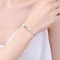 Moissanite Bracelet Women's 1 Carat Korean Version Heart-Shaped Double Ring Bracelet Gift Cross-border Wholesale Manufacturer 925 Sterling Silver Jewelry. 