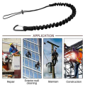 5 Pack Retractable Bungee Cord With Aluminum Lock Carabiner And Adjustable Loop End Black.