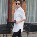 Women White Blouse Female Boyfriend Style Long Sleeve Oversize Shirt Fashion Collar Cotton Tops Casual Loose Shirts. 