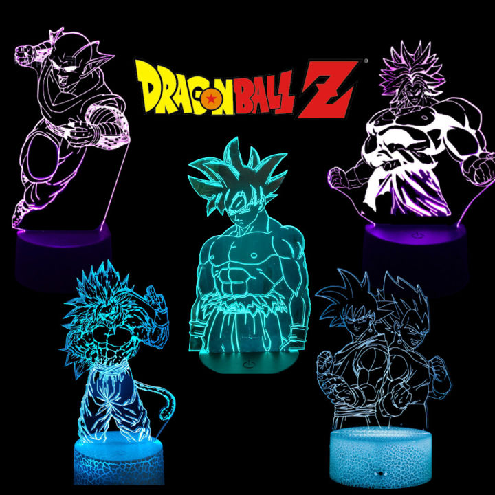 Dragon Ball Z Anime Figures Goku Vegeta Gohan Broly 3D Lamp PVC Action Figures Toys for Children Trunks Buu Super Saiyan Gifts MuXiaRe