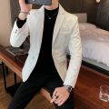 Men Fashion Casual Black White Suit Leather Jacket /Men Solid Color Business Suit Collar PU Blazers Dress Coat. 