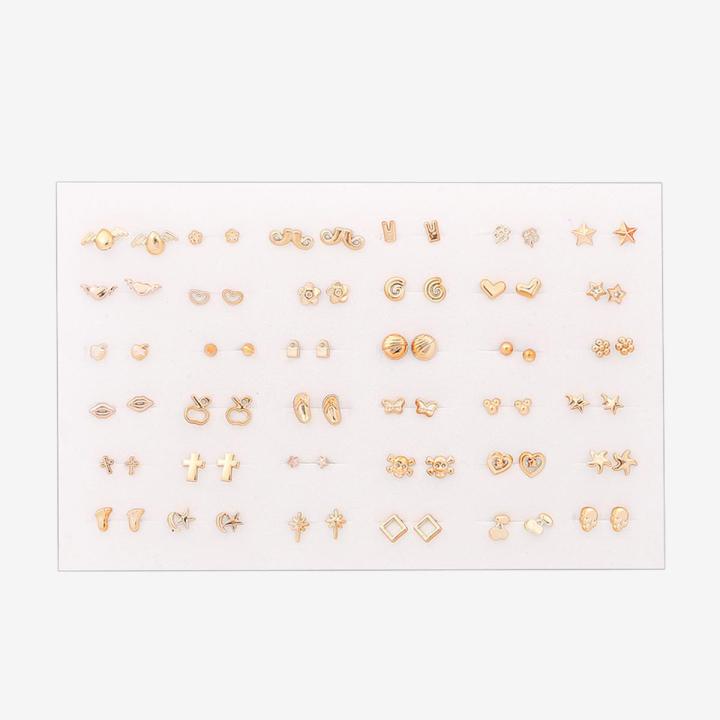 36Pairs Earrings Mixed Styles Crystal Rhinestone Sun Flower Geometric Plastic Stud Earrings Set For Women Girls Jewelry