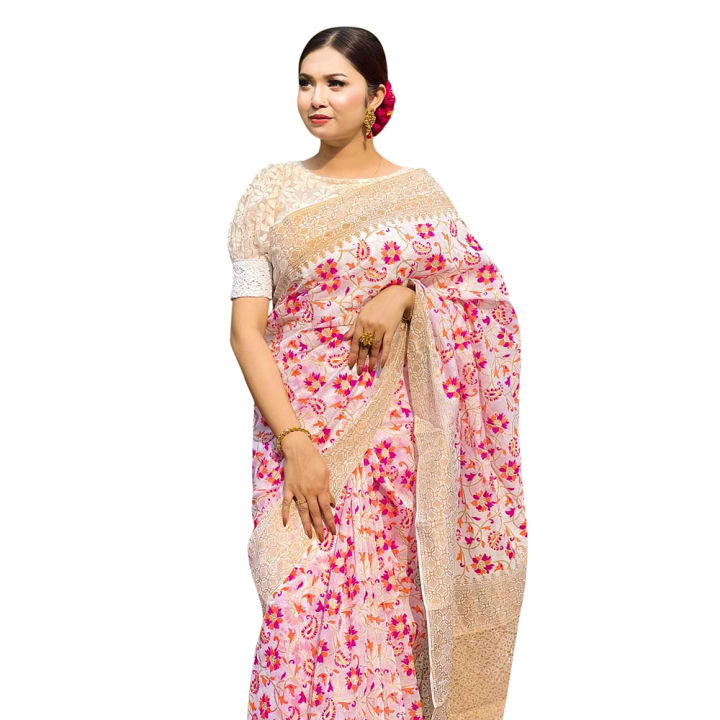 Puja Special Halfsilk Screen Print Saree - Beauty for Festive Occasions