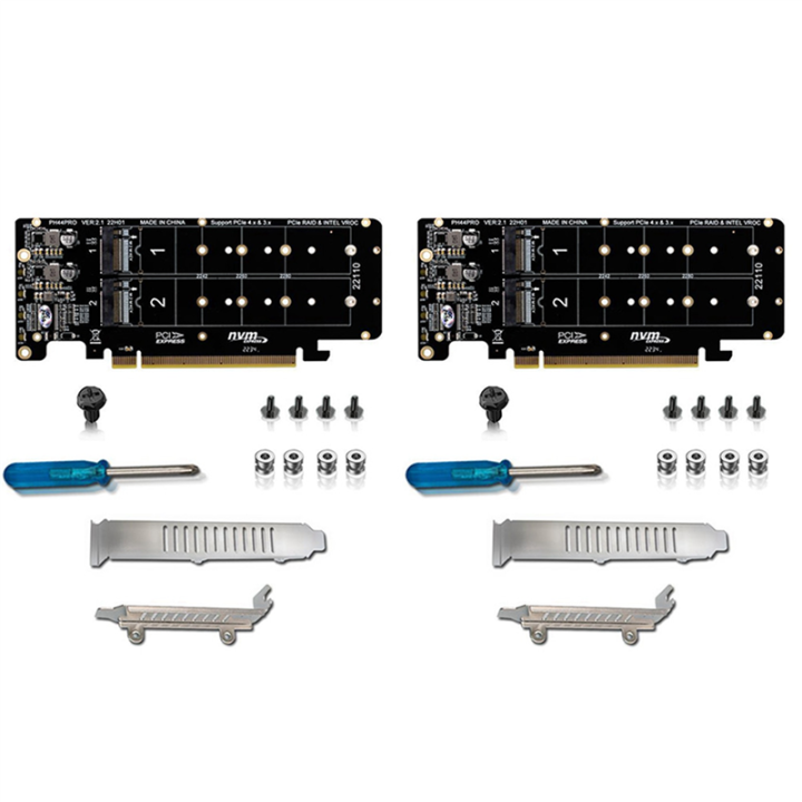 NXFDSIOZ 2X PCIE X16 to M.2 M-Key NVMEx4 SSD 2U Server Riser Card Double-Sided 4-Disk NVME RAID PCI-EX16 Split Card