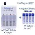 Doublepow DP B02 4Slot 1.2V Rechargeable AA AAA Battery Charger with 4pcs AA 1.2 2200mAh Batteries. 