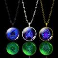 Luminous 12 Constellation Pendant Long Chains Necklace for Women Men Birthday Party Gifts Jewelry Zodiac Signs Glow in The Dark. 