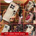 Dirt-resistant Flower Phone Case For OnePlus 11/1+11 Wristband Anti-knock Back Cover Shockproof Lanyard Protective Ring.