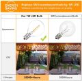 25PCS G40 1W LED String Lights Replacement Bulb E12 220V Warm White 2700K Glass LED Light Bulbs 360 Grad Beam Angle Non-Dimmable--Warm white 2700K--E12 220V-240V. 