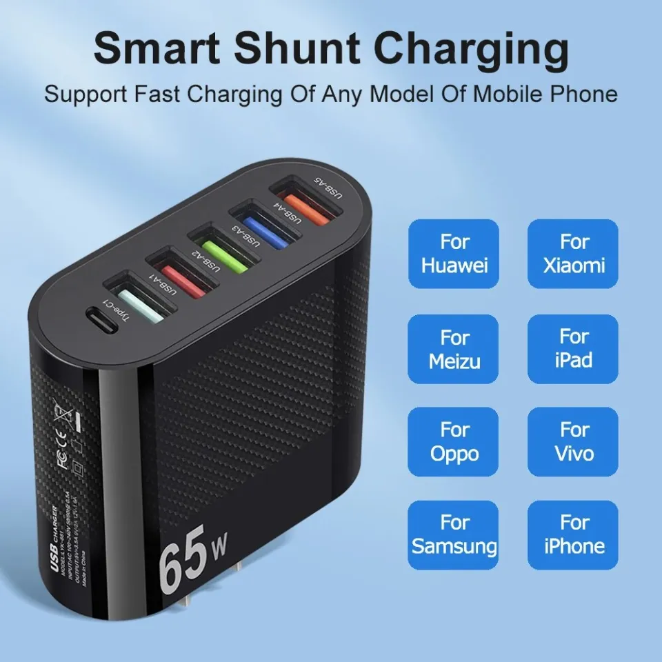 Ports 65W USB Phone Charger Fast Charge Charger Type-C