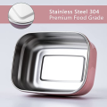 1 pc 470ml 304 Stainless Steel Fresh-Keeping Bento Lunch Sealed with Lid Lunch Square Instant Noodle Bowl. 