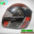 FULL FACE STM BIKE HELMET - BLACK, RED, BLUE & JAZZ GRAPHICS. 