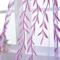 1PC Cute Voile Curtains Wicker Leaves Window Decor Transparent Curtains Pastoral Style Window Curtain Hot. 