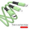 【Ready Stock+FREE Shipping+COD】3 IN 1 USB Cable 5A Fast Charging USB Charger Cable for iPhone Type-C Android Micro USB Charging Liquid Silicone Cables Accessories One Wire for Charging Three Device Universal BY. 