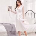 Luxury Feather Bathrobes Satin Long Robe for Women Night Dress Mesh Long Sleeve Loose Peignoirs Robe Wedding Bride Pajama.
