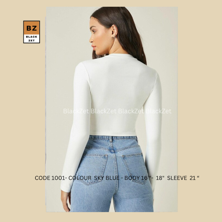 New%20Stylish%20&%20Fashionable%20Full%20Plain%20Sleeve%20Round%20Neck%20Crop%20Tops%20Blouse%20for%20Women%20-%20Image%202