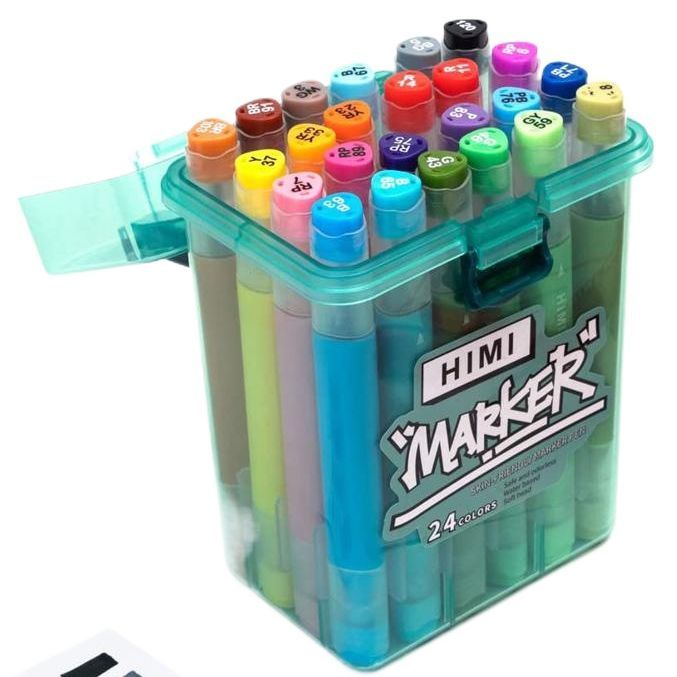 HIM Skin Friendly Dual Tip Marker Pen Set 24 Pieces