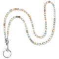 Beaded Lanyard for ID Badges and Keys, Cute Teacher Lanyard, Natural Stone Lanyard for Women Durable. 