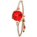 SKMEI 1805 Stainless Steel Analog quartz bracelet Watch For Women-Rose Red. 