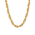 Plain Thick Gold 316L Titanium Steel Men Women Twists Cuban Link Chain Necklace Bracelet Sets.