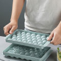 【Big savings】 Round Ice Cube Tray with Lid Plastic Ice Cube Mold Refrigerator Spherical Ice DENGYOUZHOU.