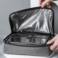 Bento Box Bag Double Zipper Rectangle Portable Thermal Lunch Box Pouch.