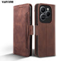 Vantime for Infinix Hot 40 / Hot 40i / Hot 40 Pro PU Leather+Soft TPU Wallet Case Multi Cards Clip Flip Cover. 